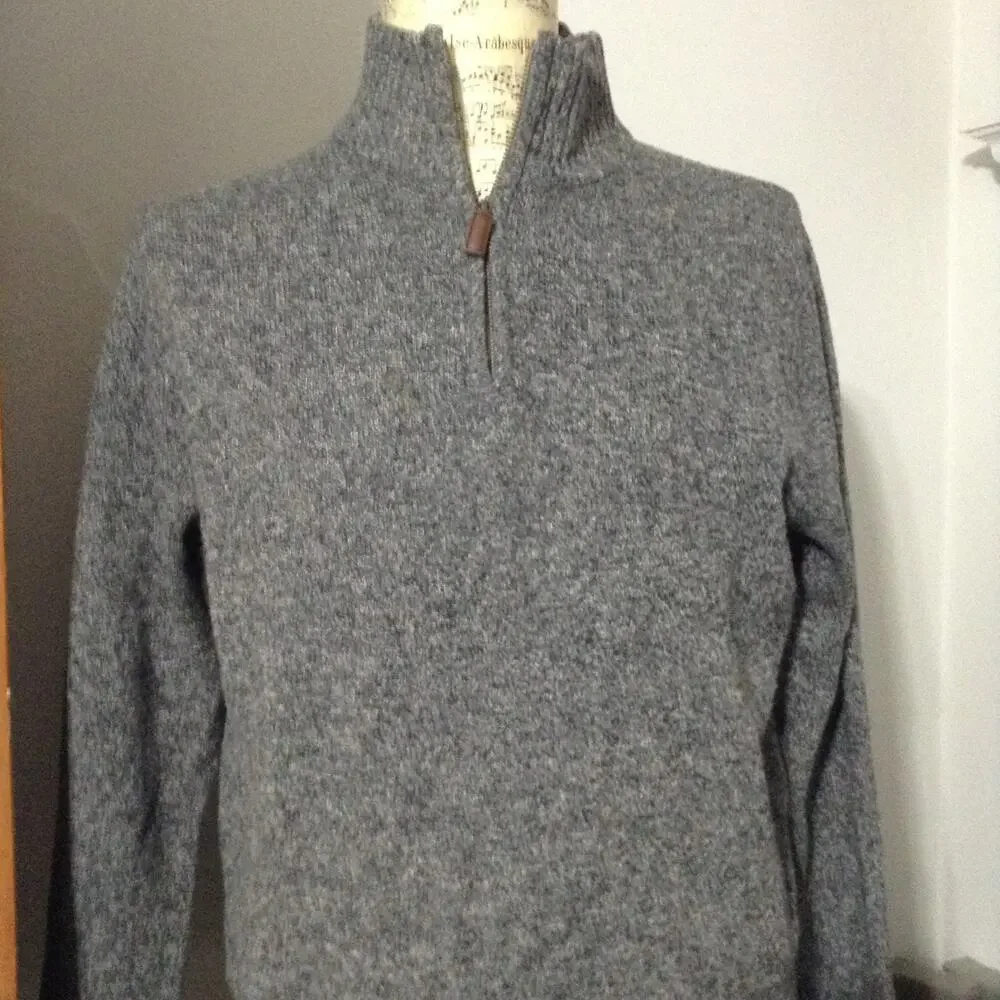J.Crew Mens Half Zip Pullover Sweater Gray 100% Lambswool Size Large Style 13956